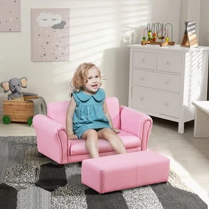 Kids Sofa Set with Footstool for Toddlers and Babies, Pink - Picture 1 of 11
