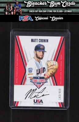 2019 Panini Stars & Stripes USA CNT MC Matt Cronin CNT Black Ink Auto #/499 - Image 1 of 2
