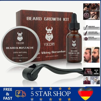 Bartpflege Set mit Derma Roller und Pflegeöl für Wachstum und Volumen - Bild 1 von 4