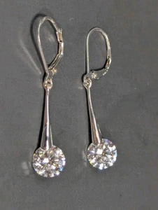 925 Sterling Silver Dangle CZ Earrings Thailand - Picture 1 of 18