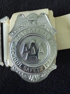 VINTAGE - 1960'S - AAA SCHOOL SAFETY PATROLMAN BADGE AND BELT - USED - Picture 1 of 3