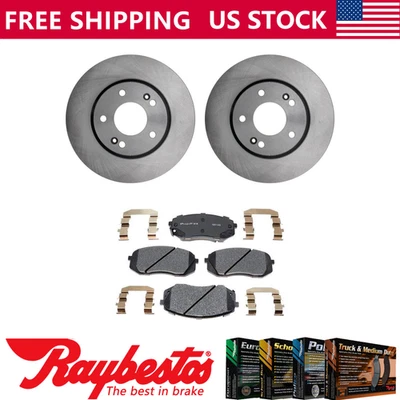 Kit de rotores de freno delanteros + pastillas de cerámica y herrajes para Kia Rondo 2010-2012 Foto 1 de 4