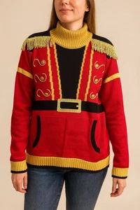 Suéter de Navidad Feo Soldado Cascanueces 33 Grados Rojo Negro y Dorado Talla 3XL - Imagen 1 de 4