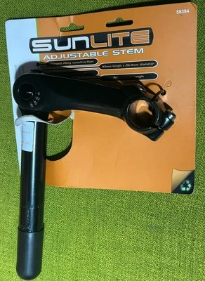 New 1 1/8” SUNLITE 0-60 Degree Adjustable 25.4 Quill 110mm Stem Black Alloy MTB - Image 1 of 4