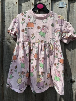 Girls pink short Sleeved Peppa pig  Dress - Age 3-4 Years - Hasbro - Image 1 of 4