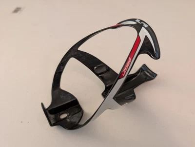 Elite Paron Carbon Road Bike Black White Red Water Bottle Cage - Image 1 of 4