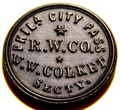 CAUCHO DURO PHILA CITY PASS R.W.CO. 1860 TOKEN GOOD VIA CASTAÑO Y NOGAL STS Foto 1 de 4