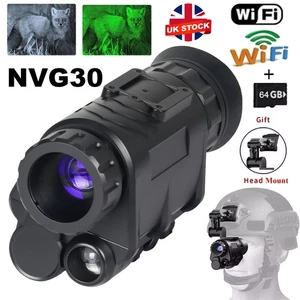 NVG30 Helmet Night Vision Monocular Wide View 40° 940nm IR WIFI Digital Starligh - Picture 1 of 16