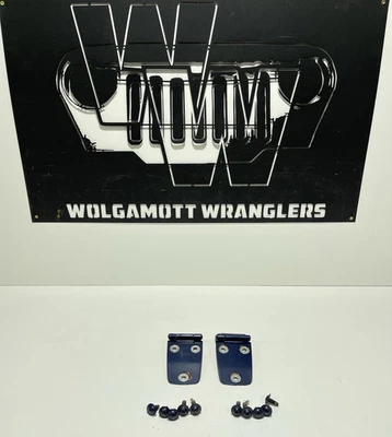 Patriot Blue PBT Left & Right Hood Hinges PAIR w/ BOLTS 97-06 Jeep TJ Wrangler - Image 1 of 4