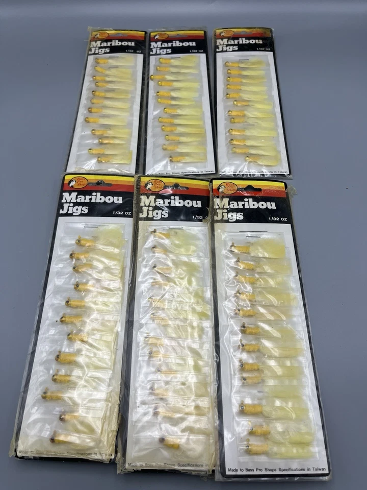 Lote de 6 docenas de plantillas de maribú amarillas vintage Bass Pro Shops 1/32 oz Foto 1 de 3