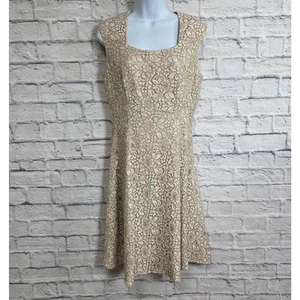 Antonio Melani Dress Womens Size 6 Allover Lace Fit & Flare Sleeveless Lined - Picture 1 of 16