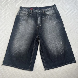 Ecko Unltd Shorts Mens W36 Black Denim Jorts Baggy Fit 90s Y2K Skate Streetwear - Picture 1 of 9