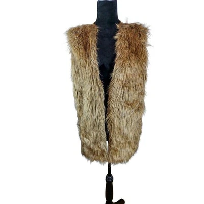 XHILARATION Women's Sleeveless Vest XL Faux Fur Polyester Acrylic Brown Winter - Image 1 of 4