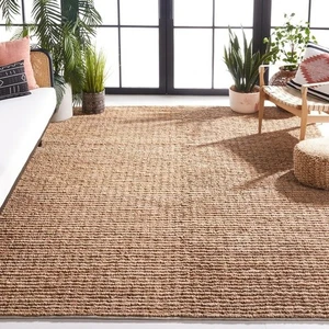 New 6 x 9 Farmhouse Jute Hand Woven Area Rug Braided Natural Carpet Rustic Made - Picture 1 of 3