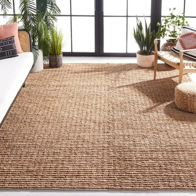 New 6 x 9 Farmhouse Jute Hand Woven Area Rug Braided Natural Carpet Rustic Made - Image 1 of 3