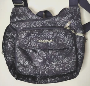 Baggallini Criss Cross Purple Paisley cross body bag - Picture 1 of 9