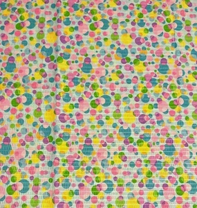 vtg Colorful Crepe Fabric 36x44” Multicolor Polka Dot Pattern Easter Spring - Picture 1 of 3