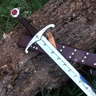 手工锻造双刃中世纪复制品长剑碳钢和鞘 — 第 1/4 张图片