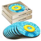 8x Round Coasters in the Box - Swimming Pool Rubber Ring  #14393