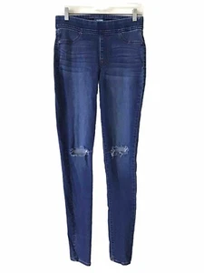Old Navy Rockstar Mid Rise Womens 8 Tall Skinny Jeans Blue Distressed Pull On - Picture 1 of 9