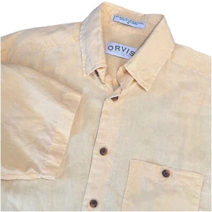 Camisa informal Orvis mezcla de lino cáñamo para hombre mediana manga corta abotonada delantera - Imagen 1 de 5