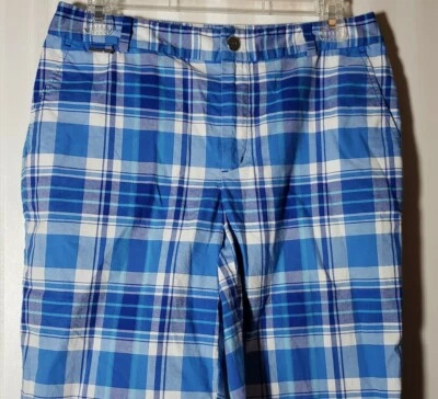 Lauren Ralph Lauren LRL Mujer 6 Bermudas Pantalones Cortos Azul Cuadros 100% Algodón Bolsillos Foto 1 de 4