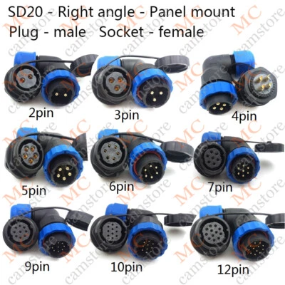 SD20 2~12Pin Panel Mount Waterproof Power Connector,Aviation Plug and Socket - Image 1 of 4