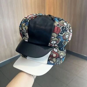 Retro Baseball Cap PU Cotton Duckbill Cap Casual Hip Hop Vintage Hat - Picture 1 of 9