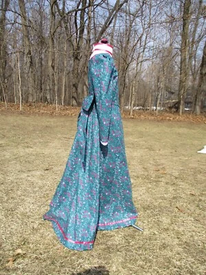 Girls' sz 10 Historic Costume Victorian late 1800's floral cotton Calico dress  - Image 1 of 4