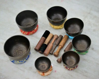 Beautiful Set of 7 Handmade Buddha singing bowl for Meditation, sound therapy - Image 1 of 4