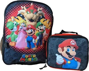 Nintendo Super Mario Yoshi School Backpack Book Bag Lunch Box SET Kids Boys Kids - Picture 1 of 7