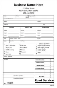 Custom Road Service Repair Towing Forms, 2 Part or 3 Part / 5.5 x 8.5 / TMG059 - Picture 1 of 1