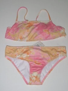Billabong Girl's Size 10 2 Pc Bikini Swimsuit Chasing Sunshine Orange Pink - Picture 1 of 4
