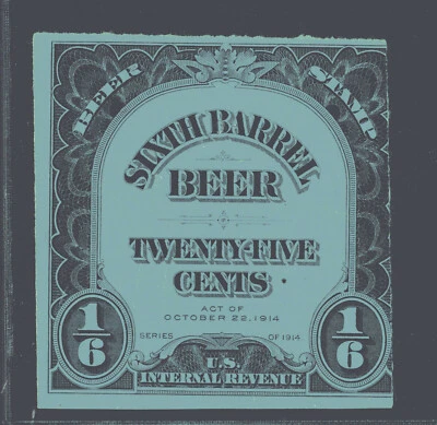 1914 US REA107 Mint Unused Blue 25cents 1/6 barrel Pinhole Excellent condition^ - Image 1 of 3