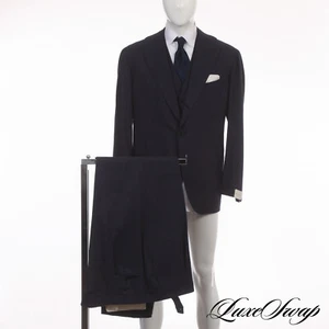 Tuta 3 pezzi Orazio Luciano Made in Italy blu navy tinta unita nuova con etichette #1 uomo 64 EU - Foto 1 di 18