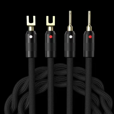 Pair OFC Silver Plated Wire with Gold Plated Connector HIFI Audio Speaker Cable - Image 1 of 4