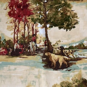 Musbury 100% Cotton Fabric”Hunting”in Russet Curtain Blind Upholstertry 2.8m - Picture 1 of 7