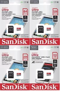 32 64GB 128GB 256GB 512 GB Micro SD Memory Card SDHC SDXC Sandisk Ultra +Adapter - Picture 1 of 33