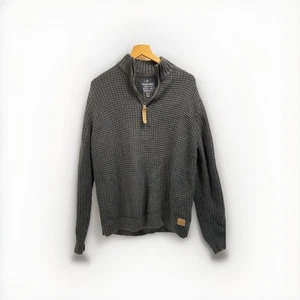 Holmes & Co Men’s Quarter Zip Jumper Dark Grey Waffle Knit Pullover Sweater XL - Picture 1 of 7