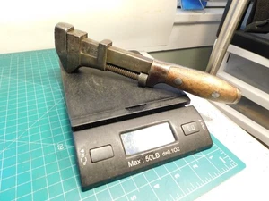 Vintage Tryon 10" glatter Flachbacken Affe Schraubenschlüssel mit Holzeinlage Griff - Bild 1 von 13