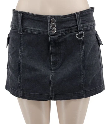 Falda Urban Outfitters XL Gris Carbono Elastizada Denim Mini $75 NUEVA Foto 1 de 4