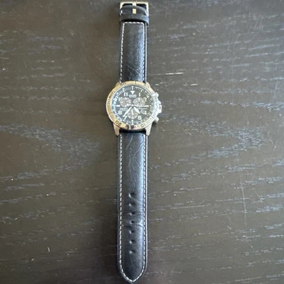 RELÓGIO DE PULSO MASCULINO CITIZEN ECO-DRIVE E820-S061636 COURO PULSEIRA PRETA CHRONO - Imagem 1 de 2