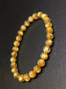 7mm Natural Gold Quartz Golden Hair Rutilated Titanium Crystal Bracelet - Picture 1 of 8