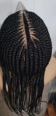 360 Lace Cornrow Tribal  braided wig with baby hair  Black Color Shoulder Lenght - Image 1 of 4