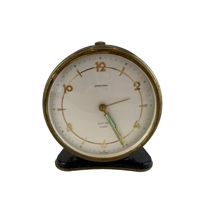 Vintage Overocean Eight Day Alarm Clock West Germany Brass - Image 1 of 4