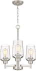 Jacob Modern 3-Light Chandelier Pendant Ceiling Light Brushed Nickle Seeded Glas