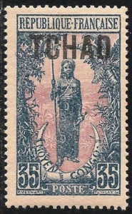 Chad #10 (A2) VF MINT LH - 1922 35c Bakalois Woman - Ovpt. "TCHAD" - Picture 1 of 1