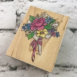 Vintage 1993 Ginny Fraser Rubber Stamp #469J Nosegay All Night Media 3”x 5” - Picture 1 of 5
