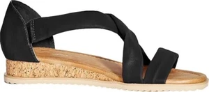 New Cloudwalkers By Avenue Black Wedge Sandals Ladies Size 9.5 Wide NIB - Picture 1 of 6