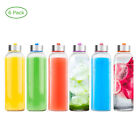 6 Pack CAYNEL Glass Water Bottle 17 oz Drinking Bottles for Juicing and Beverage